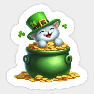 St Patricks Day Russian Blue Cat Sticker